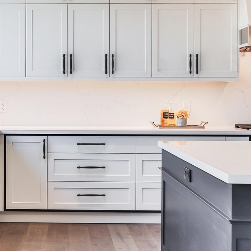 Amerdeco 10 Pack Matte Black Cabinet Pulls 3 Inch(76MM) Hole