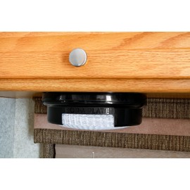 Camco 9-inch Pop-A-Plate Plastic Plate Dispenser | Ideal for Compact Spaces, RVs and Trailers | Mounts Under Cabinets or Shelves | Black (57006)