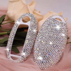 Bling Key Fob Cover Case for Nissan Rogue Altima Maxima Infiniti Murano Sentra Armada Pathfinder Titan Lannia Qashqai Crystals Diamond Keyless Entry Remote Control Smart Rhinestones Key Shell(White)