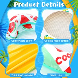 Wovnet 2 Pcs Inflatable Pool Float Mat Rafts with Headrest 59x31 Inch Loungers Sun Tanning Float for Adult Cool Water Hammock Chair for Summer Swimming Pool Lake Beach Party Toys