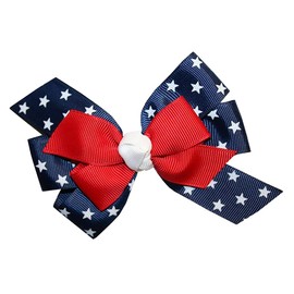WD2U 4.5" Girls Red White Blue Star Spangled Patriotic Hair Bow on Alligator Clip
