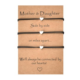 Mother Daughter Gifts from Daughter Birthday Mothers Day Gifts for Mom Daughter Bracelets Set for 3 Mom and Daughter Heart Bracelets Daughters Graduation Long Distance Gift Mom Holiday Gift Ideas