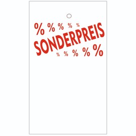 500 Cardboard Labels 35 x 60 mm Individually Cut White / Red PB-Onlinehandel