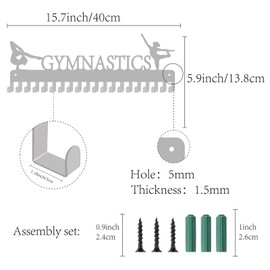CREATCABIN CREATCABIN Gymnastics Medal Holder Display Gymnast Medal Hanger Sports Awards Stand Wall Rack Mount Decor Stainless Steel Metal Hanging for Athletes Home Badge 20 Hooks Storage Over 60 Medals, Silver