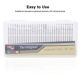 30 Unids/set Brocas para uñas, Brocas eléctricas para limas rotativas de diamante para manicura, pedicura, bricolaje para uñas y cutículas Molienda limpia Taladro de pulido Taladro Tallado Radian Tool