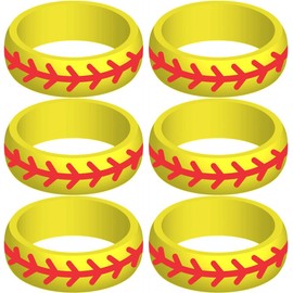SayitBands Six of Softball Silicone Ring Size 14