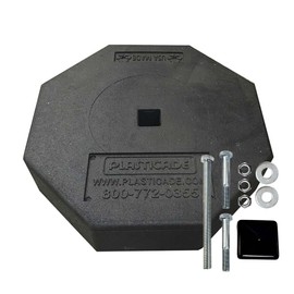 Plasticade Rubber Base for Portable Sign Stand System for Parking Lots, Crosswalks, Malls, Recycled Rubber, Resistant to Weathering, 60lbs., 18.5" x 18.5" x 5", Black, Post Not Included