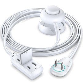 Maximm Extension Cord with On/Off Switch and Cradle, 2-Prong Flat Plug, 16 AWG, UL Certified, White – 4 Feet – Easy Foot-Controlled Power for Indoor Use