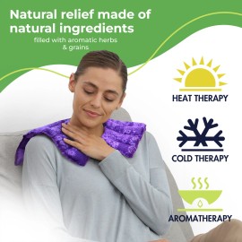 Nature Creation- Neck & Shoulder Wrap- Herbal Microwave Heating Pad for Shoulder - Purple Flowers