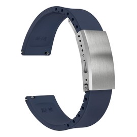 watchdives FKM Rubber Watch Strap, Cut to Size Fast Release Watch Band Soft Replacement Watchband with Milled Clasp for Men Women 18mm 19mm 20mm 21mm 22mm (Dark Blue, 22mm)