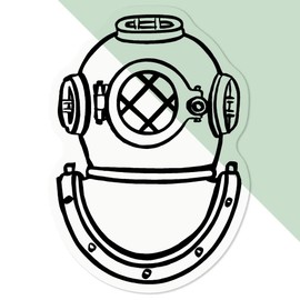 'Diving Helmet' Clear Sticker Decal – Waterproof Film for Windows, Cars, Walls & Crafts, Medium (100mm) (DC00066138)