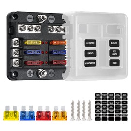 Deyooxi 6 Way Fuse Block,12V Blade Fuse 6 Circuit ATC/ATO Waterproof Fuse Box Holder with LED Indicator Waterpoof Cover for 12V/24V Automotive Truck Boat Marine RV Van Vehicle (with 8 pcs Fuse)