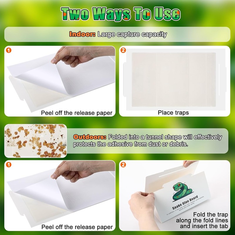 Qualirey 4 Pack Snake Glue Trap, 8 x 14 Large