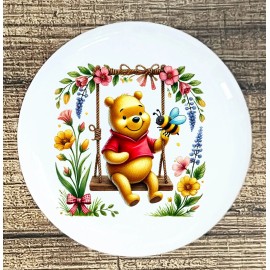 Kitchen WINNIE POOH SWINGING BEES  WHITE CERAMIC KITCHEN CABINET DRESSER KNOB DECOR O