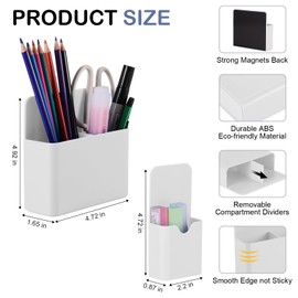 KITANIS Magnetic Pen Holder,2 Pack Magnetic Dry Erase Marker Holder with Generous Compartments,Strong Magnet Storage Marker Pen Pencil Organizer for Refrigerator,Whiteboard,Locker Accessories