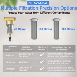 MewMore WHC40 Spin Down Sediment Filter Replacement Cartridge, 40 Micron, 1 Pack