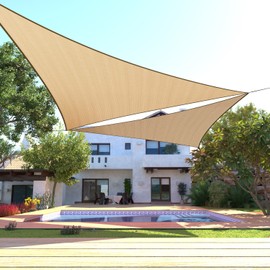 Royal Shade 10' x 10' x 10' Sand Custom Size Order to Make RTAPT10 Sun Shade Sail Canopy Mesh UV Block Triangle - Commercial Standard Heavy Duty - 200GSM - 3 Years Warranty