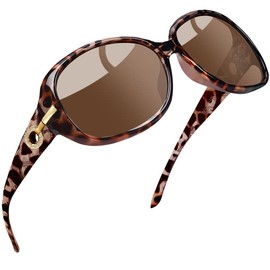 Joopin Oversized Rectangle Sunglasses Tortoise Shades for Women Ladies Trendy Leopard Sun Glasses Polarized UV400 Rhinestone Brown Shady Rays
