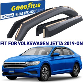 Goodyear Shatterproof in-Channel Window Deflectors for Volkswagen (VW) Jetta 2019-2026, Rain Guards, Window Visors for Cars, Vent Deflector, Car Accessories, 4 pcs - GY008408