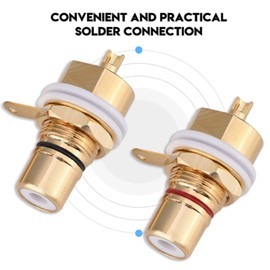 Watris Veiyi Pack of 2 RCA Sockets, Pure Copper Coating RCA Panel Socket, Plug Suitable for Audio Devices such as Amplifiers