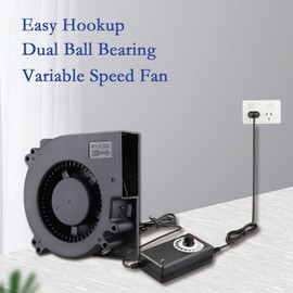 Ronyaoko 120mm Blower Fan,120mm x 32mm Turbo Centrifugal Fan,with AC 100v - 240v Speed Controller 3V to 12V, DC Dual Ball High Airflow,for Receiver DVR Modem AV Cabinet Cooling Ventilation