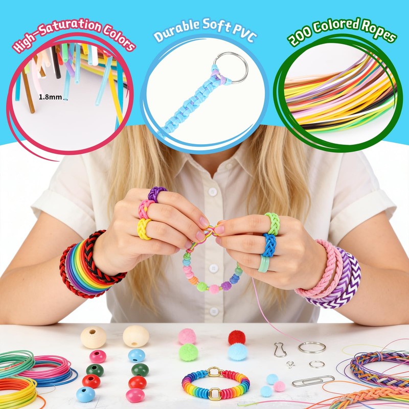 VINATO Set Creativo Fai-da-Te, Kit Completo per Intreccio Scoubidou con