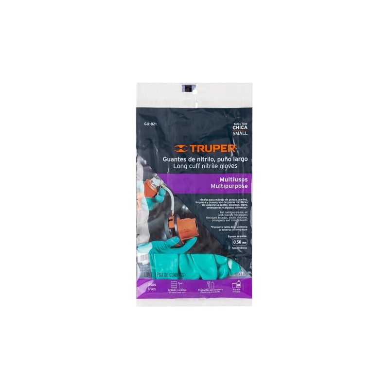 Truper GU-821, Guantes de nitrilo color verde multiusos talla CH