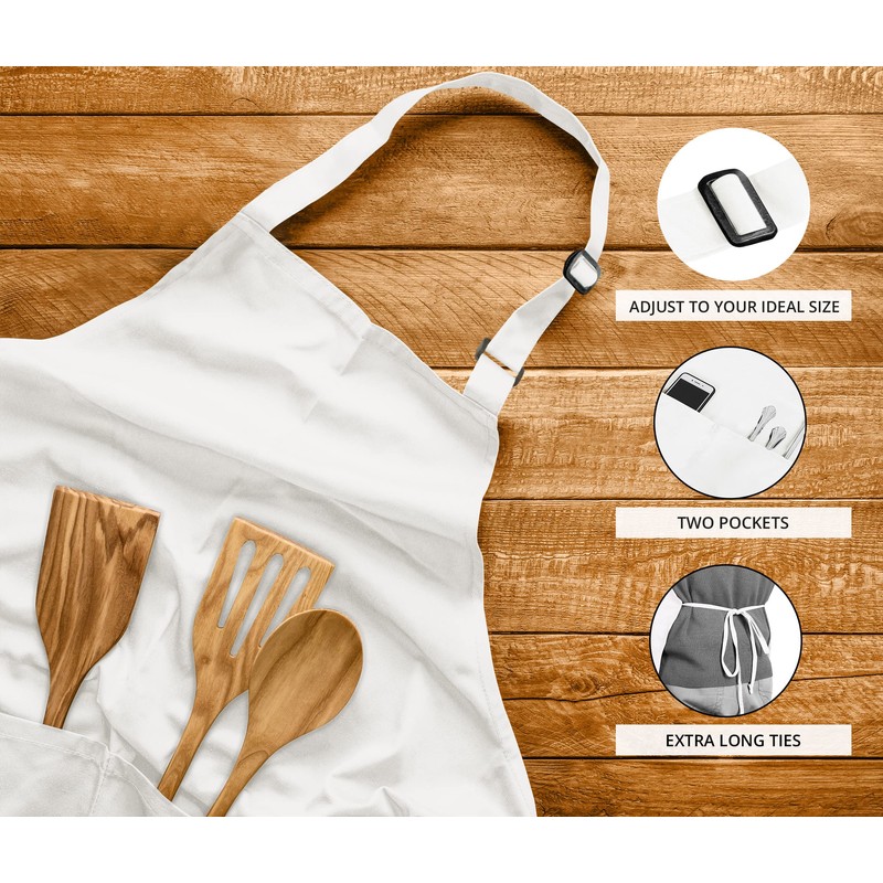 Utopia Kitchen 2 Pack Adjustable Bib Apron with 2 Pockets