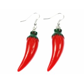Chili Earrings Hot Chillies Pepperoni Peppers Mexico Miniblings Red Salsa 4Cm