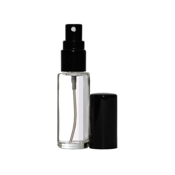 Riverrun Perfume Atomizer, Glass Bottle, Black Metal Sprayer 5ml ~ 1/6 oz (1 Bottle)