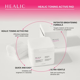Healic Toning Active Pad – Dual-Textured Toner Pads for Brightening, Hydrating, and Soothing with Tranexamic Acid & Hyaluronic Acid – Gentle for Sensitive Skin, Korean Skin Care, Vegan, 70 Pads