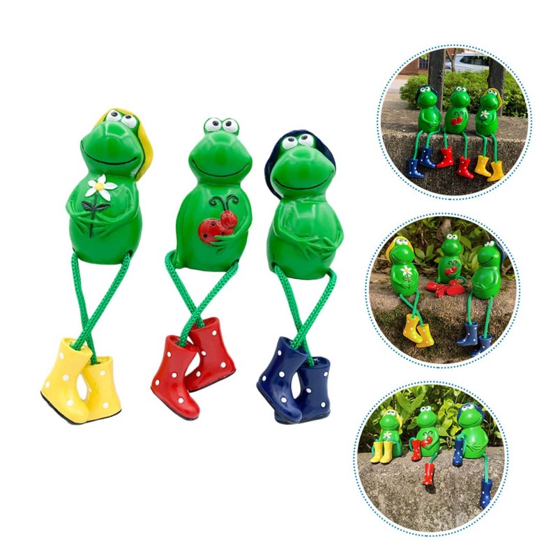 LABRIMP Resin Frog-Shaped Ornaments 3 Pack Decorative Craft Living Space