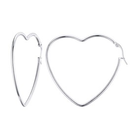 Caimeytie Women's Heart Hoop Earrings Geometric Shape Stainless Steel, Stainless Steel, No Gemstone