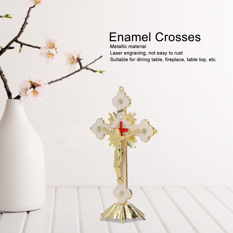 Metal Enamel Crosses Enamel Coating Anti Rust Gold White Crosses