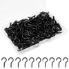 Pack of 120 Small Screw Hooks, Black, 3/4 Inch Cup