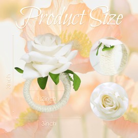 Set of 24 Flower Napkin Rings White Rose Napkin Rings Handicraft Flower Napkin Rings White Flower Napkin Holder Napkin Holder Table Decor for Wedding Thanksgiving Banquet Christmas Birthday Party