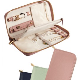 VERSAINSECT Jewelry Organizer Case - for Tangle-Free Necklaces, Earrings, Rings, Bracelets Storage, Travel Essentials, Fashion Portable Jewelry Travel bags for Women - Medium Macaron Green