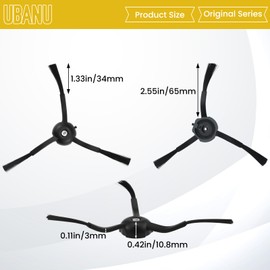 UBANU 4 Pcs Side Brushes Replacement, Bristle Side Brushes for Ro-borock S8 Pro Ultra, S7 Max Ultra, Qrevo, Qrevo Slim, Series of S7 MaxV/S7/Q7Max/Q8 Max/S8/Q7/Q5/S6/S5/S4/E5/E4/E3/E2, Black