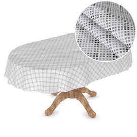Oilcloth Tablecloth Washable Garden Tablecloth Oilcloth Square Round Oval 140 x 180 cm Cut Edge Pixel Checked Grey