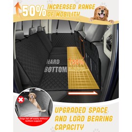 Angooni XL Dog Backseat Extender for Trucks - Hard Bottom 400lbs Load, Heavy-Duty Backseat Dog Hammock, Non-Slip & Waterproof Dog Seat Cover for F150, RAM1500, Silverado