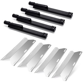 Adviace Grill Parts for Jenn-Air 720-0062-LP 720-0164 720-0165 720-0061-LP 720-0099-NG, 4 Pack Heat Plates and Cast Iron Burners Replacement for Jennair Jenn Air 720-0062 Gas Grill Models