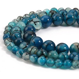 60pcs 6mm Blue Dragon Vein Agate Beads Natural Gemstone Beads Round Loose Beads for Jewelry Making