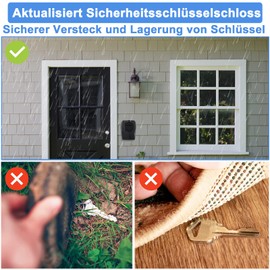 ZHEGE Key Safe with Number Code Outside, Key Safe Car, Large Key Cabinet Code for 10+ House Keys, Car Keys, Weatherproof Key Box with Code for Outdoor Use (Black)