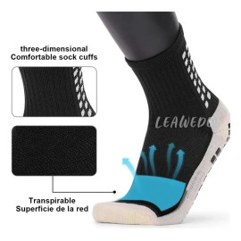 Leawede 6 Pares Calcetines Antideslizantes de Fútbol Media Caña para Niños, Calcetines de Fútbol Antideslizantes, Calcetines Precortados