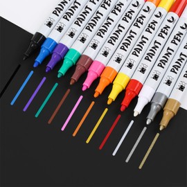 12pc Premium Acrylic Paint Pen Set - Perfect Kit for Colouring Rocks - Great Gift for Fabric Art