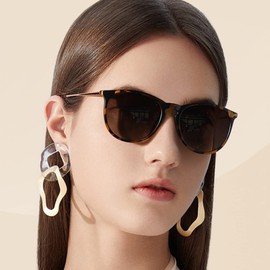 kunchu Sunglasses, Women's Polarised Sunglasses, Round UV400 in Retro Sunglasses, for Men and Women, Protection, Vintage, Night vision