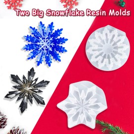 5 Pcs Christmas Resin Molds, Rifanda 3D Snowflake Silicone Molds for Resin Casting, Christmas Ornament Resin Molds for DIY Crafts, Necklace Earrings Pendants, Keychain Christmas Ornament Decorations