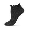 MeMoi - Calcetines de corte bajo con puños festoneados, Negro