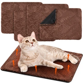 Drydiet 4 Pcs Self Heating Cat Pad Self Warming Cat Bed Dog Heating Pad Washable Thermal Pet Mat for Indoor Outdoor Pet 16 x 20 Inch Removable Non Slip(Coffee)