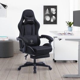 Dowinx 5TE8 Gaming Chair Fabric with Pocket Spring Cushion, Massage Game Chair Cloth with Headrest, Ergonomic Computer Chair with Footrest 290LBS